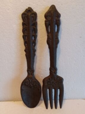 Vintage Cast Iron Fork And Spoon Wall Decor Farmhouse Decor Pieces